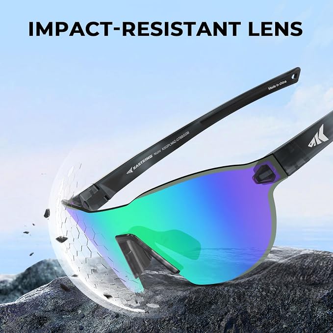 KastKing Nizini Polarized Sports Fishing Sunglasses, With PuriVex Protective Lens Coating, Rimless Wrap Design, Men Women