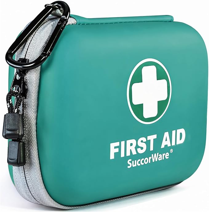 SuccorWare 150 Pieces Mini First Aid Kit - Small Medical Kit with Hard Shell - Emergency First Aid Kit for Car, Travel, Home, Outdoor, Office, Camping, Hiking (Green)