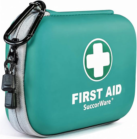 SuccorWare 150 Pieces Mini First Aid Kit - Small Medical Kit with Hard Shell - Emergency First Aid Kit for Car, Travel, Home, Outdoor, Office, Camping, Hiking (Green)