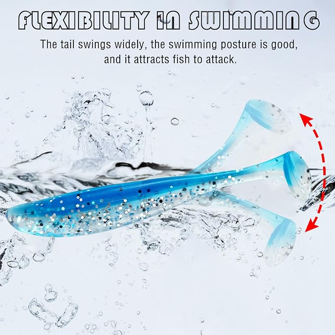 Soft Fishing Lures Kit Paddle Tail Swimbaits Plastic Worms Set Mixed Color Minnow Jerkbait Bass Lure Baitsfor Trout,Walleye,Crappie