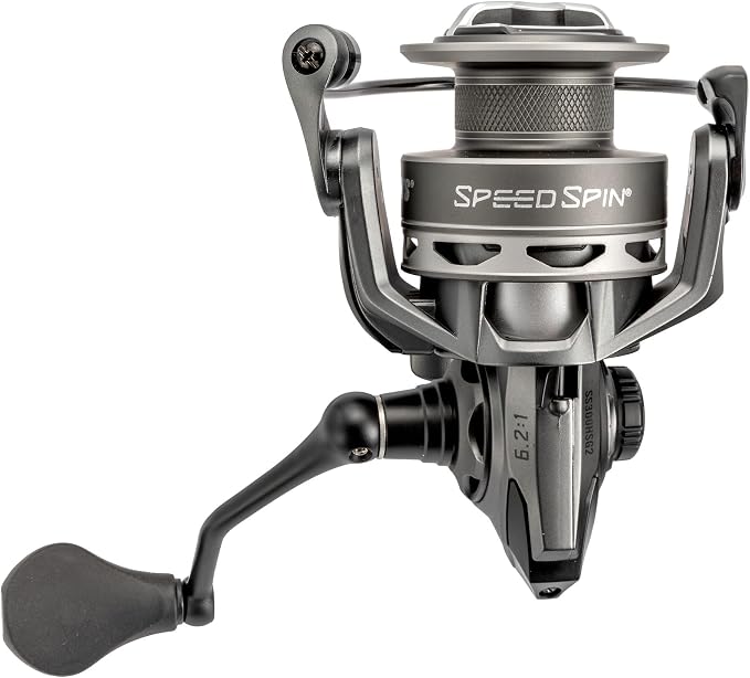Lew's Speed Spin Spinning Fishing Reel, 8+1 Bearings, Graphite Frame and Sideplate, Solid Brass Speed Gears, Speed Lube, Multi-Disc Drag