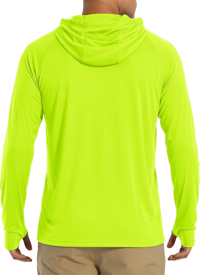 MAGCOMSEN Men's Hooded UPF 50+ Sun Protection T Shirts Long Sleeve Athletic Fishing Shirts Rash Guards