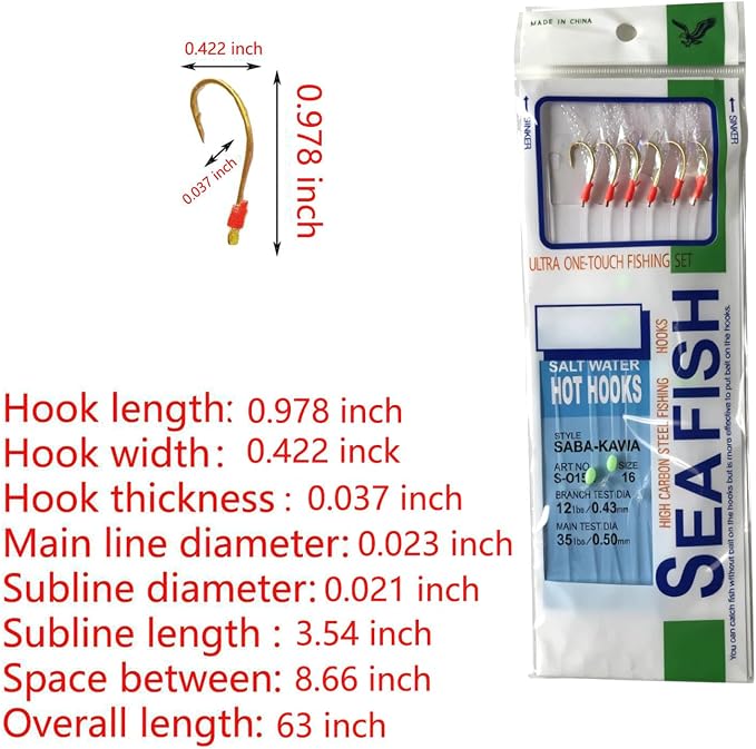 36-Piece Luminous Sabiki Rigs - Fishing Lures with Sharp Hooks for Freshwater & Saltwater