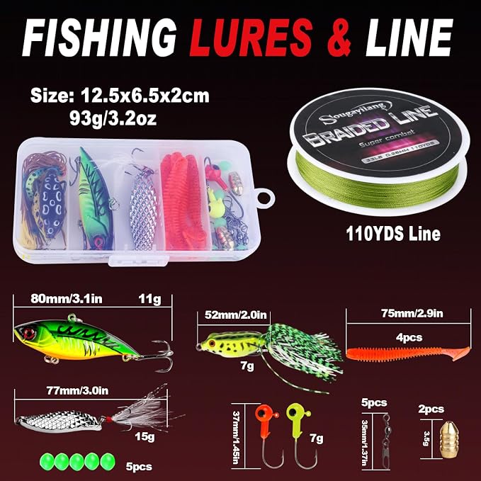 Sougayilang Fishing Rod and Reel Combo – 5.9FT Telescopic Carbon Fiber Fishing Pole with 12+1 BB Spinning Reel, Saltwater Freshwater Kit