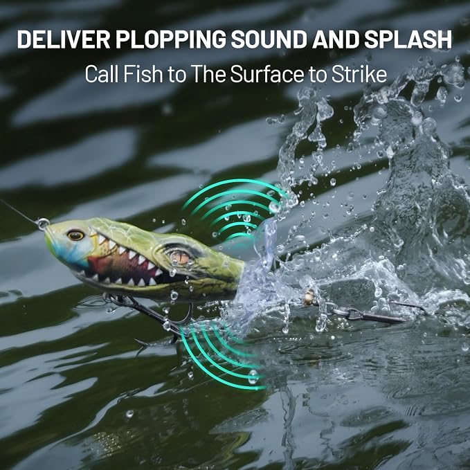Handing Topwater Fishing Lure 3 Pieces Bass Fishing Lure with Mustad Hook, Lifelike Swimbait for Pike Catfish, for Anglers, 1/2oz, 3/4oz and 1oz
