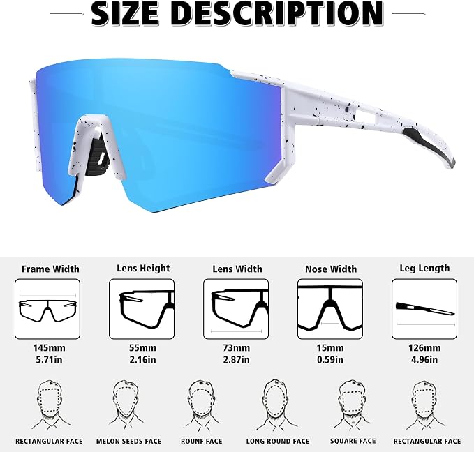 STORYCOAST Polarized Sports Sunglasses for Men Women,Driving Fishing Cycling Mountain Bike Sunglasses UV400 Protection