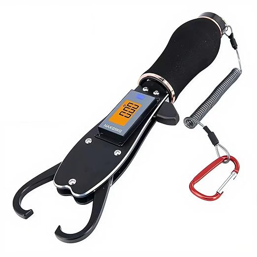 Digital Fish Lip Gripper with Scale Max 25kg/55lb,360° Swivel Non-Slip Handle, Aluminum Alloy, Easy Catch & Release, Fishing