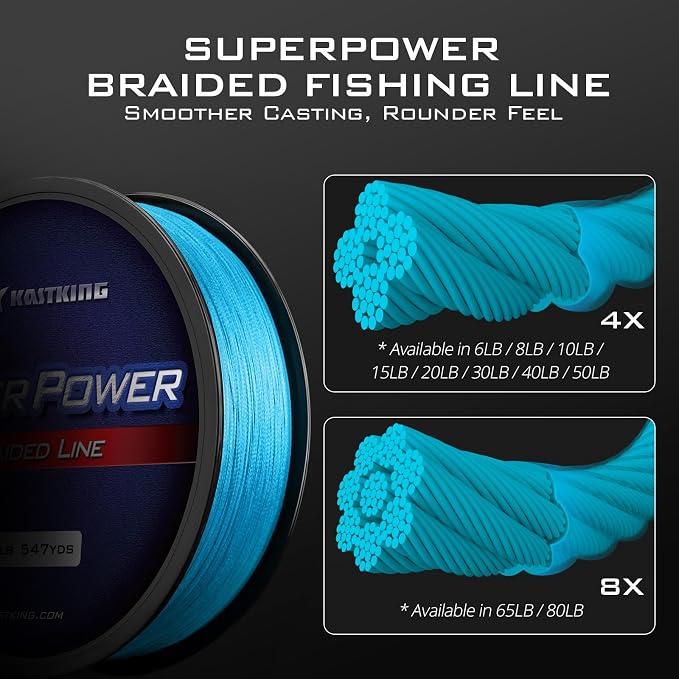KastKing SuperPower Braided Fishing Line - Abrasion Resistant Braided Lines – Incredible Superline – Zero Stretch – Smaller Diameter – A Must-Have!