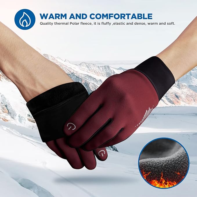SIMARI Winter Gloves for Women Men - Cold Weather Thermal Touch Screen Ski Snow Glove Liners, Non-Slip Palm & Warm Fleece Lined, for Running Cycling Driving Hiking Walking Sports Outdoor Texting Work