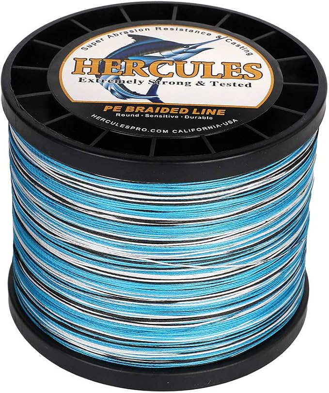 HERCULES Cost-Effective Super Cast 8 Strands Braided Fishing Line 10LB to 300LB Test for Salt-Water,109/328/547/1094 Yards(100M/300M/500M/1000M),Diam.#0.12MM-1.2MM,Hi-Grade Performance,Variety Colors