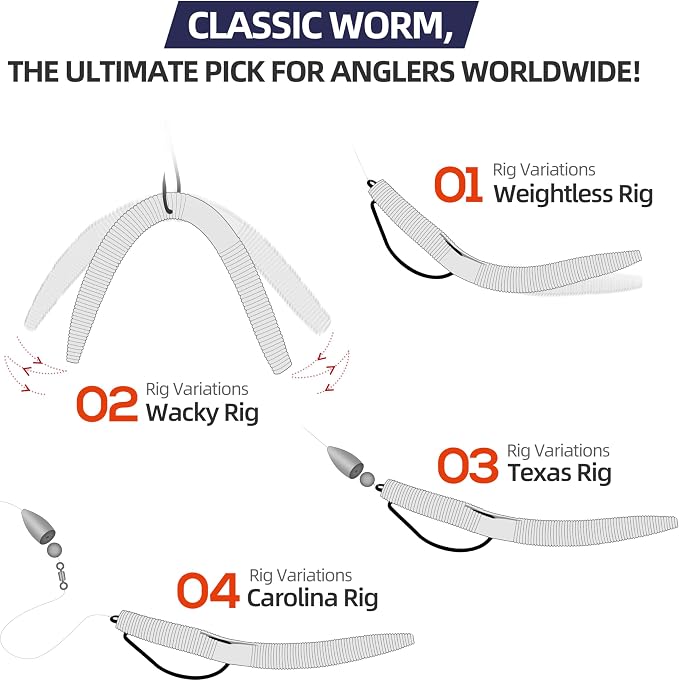 Soft Fishing Worm 100PCS, 3/4/5/6" Mega Value Pack Senko Style Soft Lures for Bass, Plastic Worm Stick Baits, Multicolor, Cost-Effective Fishing Gift