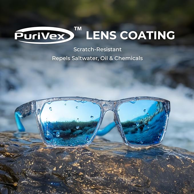 KastKing Beartrap Polarized Sports Fishing Sunglasses, With PuriVex Protective Lens Coating, Square Frame Design, Men Women