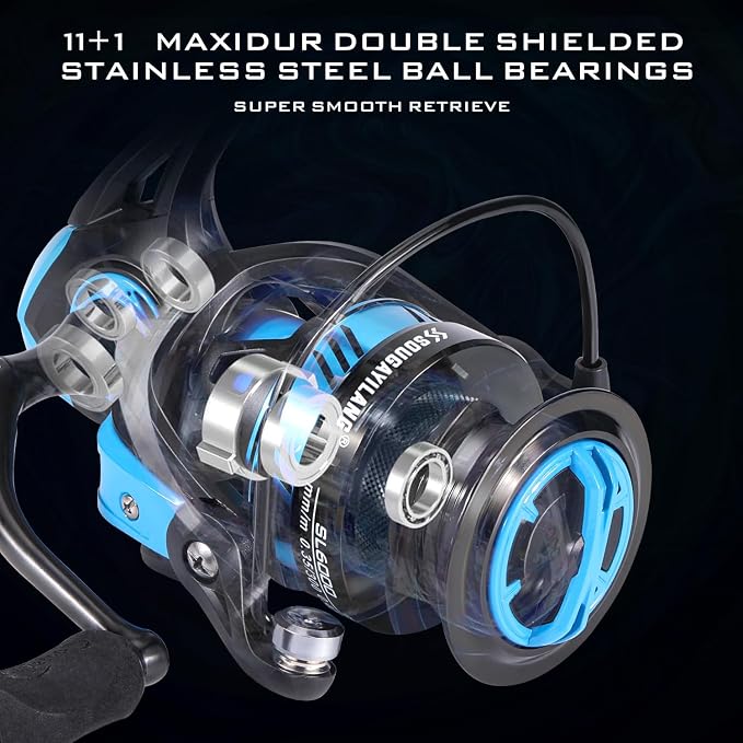 Sougayilang Fishing Rod Reel Combos,Two Pieces Fiberglass Durable and Strong Spinning Pole with Smooth Reel Available for Freshwater Catching Bass, Trout, Catfish