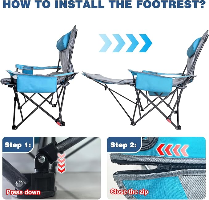 2-Pack Reclining Camping Chair 4 Position with Foot Rest Comfortable for Adults 265Ibs Folding Lounger Mesh Beach Chair with Cooler Bag,Cotton Cushion and Cup Holder for Outdoor Patio