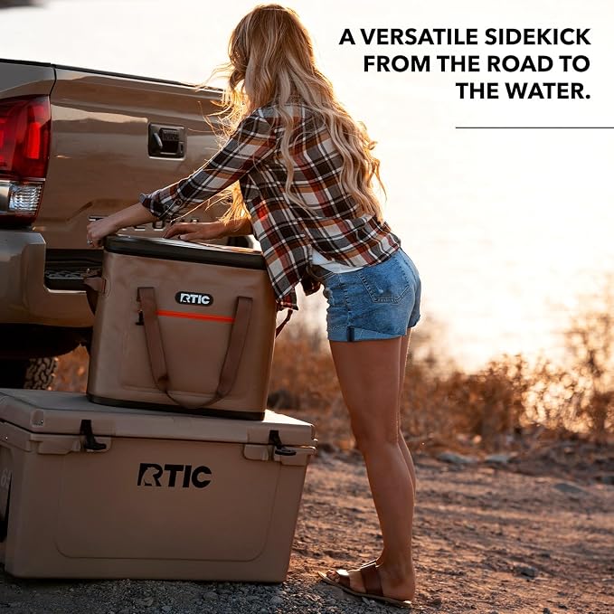 RTIC Ultra-Tough Soft Cooler 50 Can, Insulated Bag Portable Ice Chest Box for Lunch, Beach, Drink, Beverage, Travel, Camping, Picnic, Car, Trips, Floating Cooler Leak-Proof with Zipper