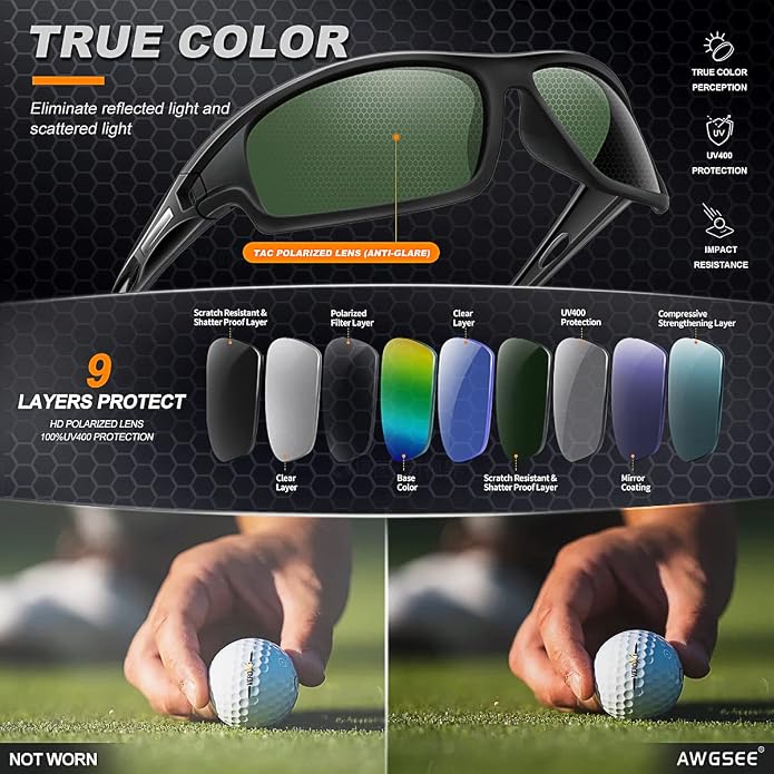 Polarized Sports Sunglasses for Men 100% UV Protection Wrap Around Unbreakable Sun Glasses for Fishing Driving