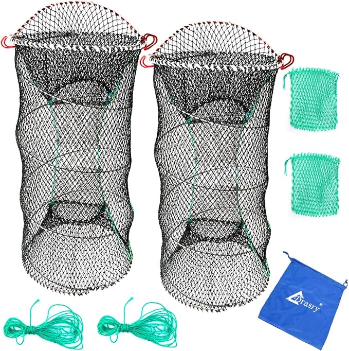 Drasry Crab Trap Bait Lobster Crawfish Shrimp Portable Folded Cast Net Magic Collapsible Fishing Traps Nets Accessories for Blue Crabs
