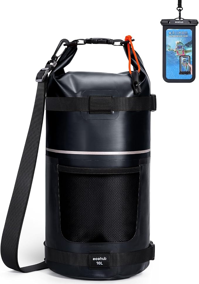 ECOHUB Waterproof Dry Bag for Women Men, 5L/10L/20L Roll Top Lightweight Dry Storage Bag Backpack for Travel Kayaking Hiking Floating with Waterproof Phone Case