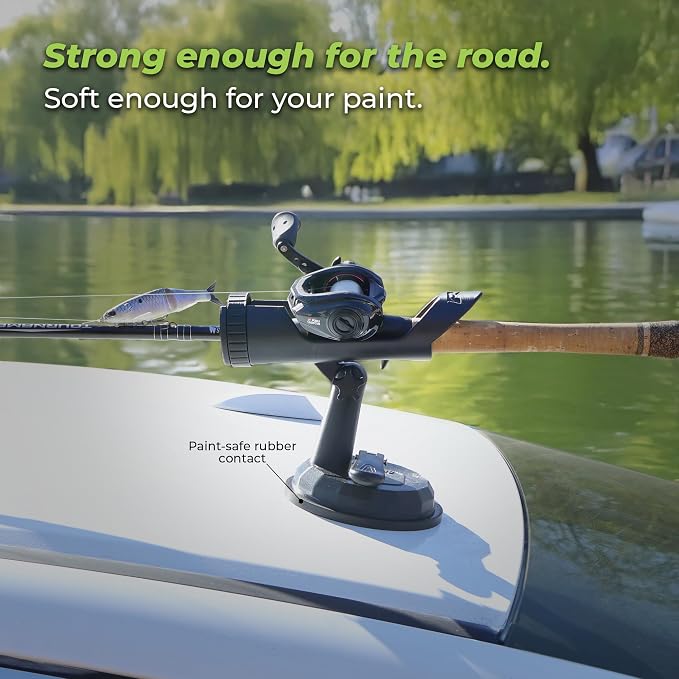 SnapMount S - Suction Cup Fishing Rod Holder for Car - Roof Rack Mount for SUV, Cars & Trucks - Fishing Pole & Fly Rod Holder for Car