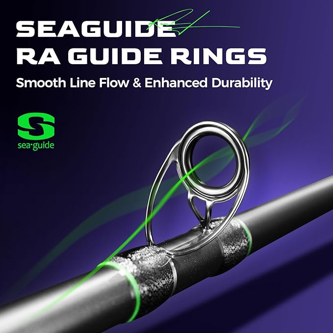 HANDING M1 Pike Heavy Fishing Rod Musky Rod 2-Piece Casting Rod with 30+24T Carbon Seaguide RA Guides Extended EVA Handle and Cork Base for Northern Pike Muskie Catfish Striped Bass Snook Skipjack