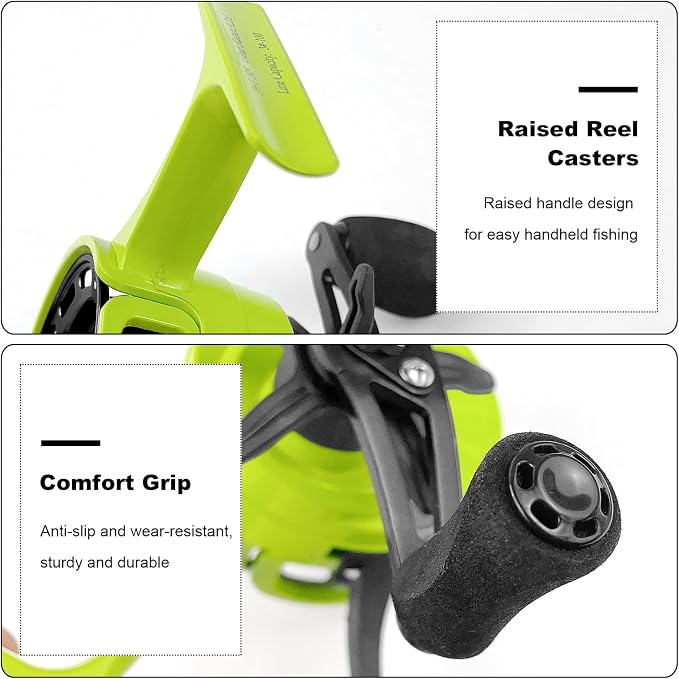 Ice Fishing Reels 3.2:1 Gear Ratio Ultra Smooth 3+1Ball Bearings Strength CNC-machined Aluminum Inline Ice Fishing Reel with Left/Right Hand Retrieve