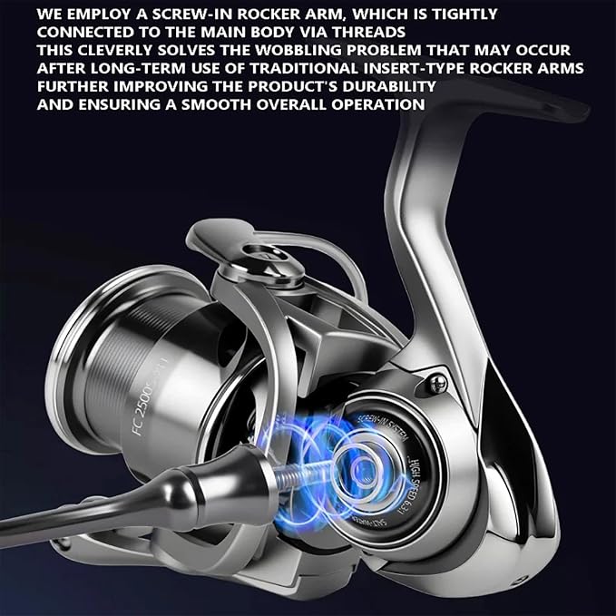 FC Saltwater Spinning Reel,2000 3000 4000 5000 Bass Fishing Reel,7+1 BB Corrosion-Resistance Bearing System,33LBS Max Drag,6.3:1 Gear Ratios,Metal Spool&Screw in Handle