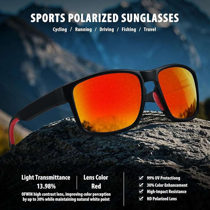 Sports Polarized Sunglasses for Men Women UV Protection Unbreakable Driving Running Fishing Hiking Sun Glasses