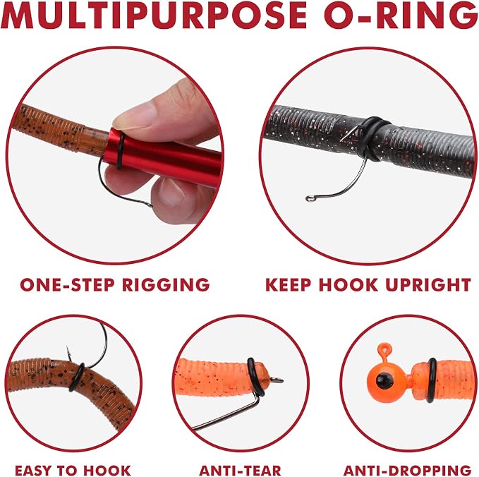 TRUSCEND Gradient Fishing Wacky Rig Tool with Silicone O Rings 210Pcs for 3"-4" and 5"-7" Fishing Worm Lures, Ultra-Smooth Downriggers Tube for Easy Installation and Great Protection of Stick Bait N1