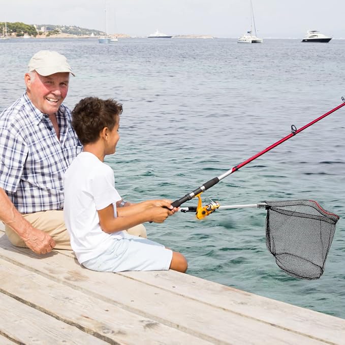 ZENFUN 2 Pack Fishing Net with Telescopic Pole Handle, Fish Landing Net with Sturdy Collapsible Handle, Folding Nylon Mesh Landing Net for Saltwater and Freshwater, Extend to 51 in(Black, White)