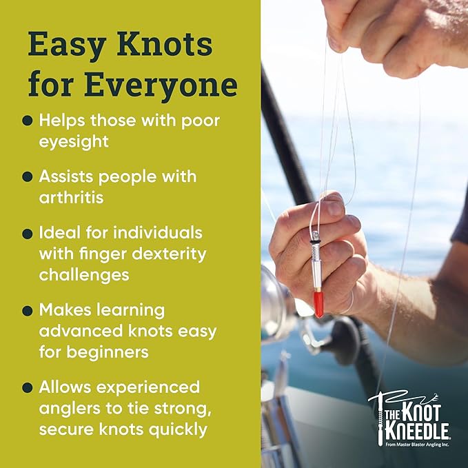 KNOT KNEEDLE The Epic – Advanced Fishing Knot Tying Tool for 25+ Knots – Fast, Easy Knot Tyer for Fly Fishing, Small Tippet, and Weak Grip Strength – Anodized Aluminum & Stainless Steel