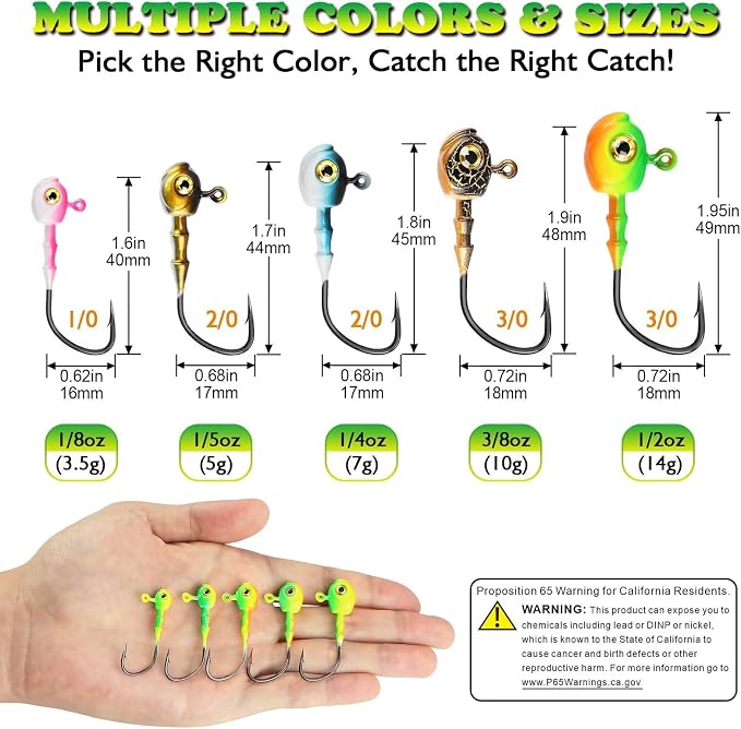 LUCKYFISHING Swimbait Jig Head 40/30/25/20/15Pcs Freshwater Saltwater Jig Heads for Bass Walleye Trout Fishing Gifts for Men 1/8oz 1/5oz 1/4oz 3/8oz 1/2oz