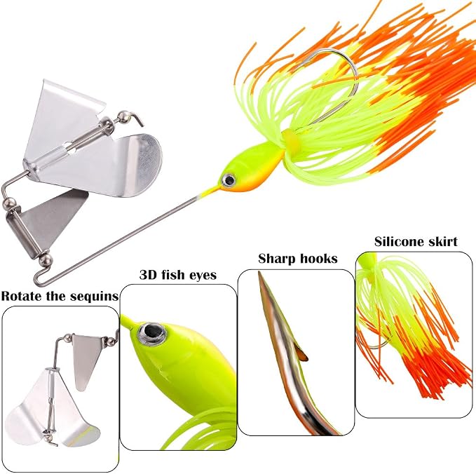 Sougayilang Fishing Lures Buzzbait Spinnerbait Jigs Lure for Bass Pike Fishing