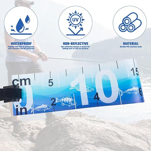 Foldable Fishing Tape Measure Portable Waterproof Fishing Length Ruler Fish Measurement Tool for Boats Coolers Kayaks Saltwater Freshwater 35inch