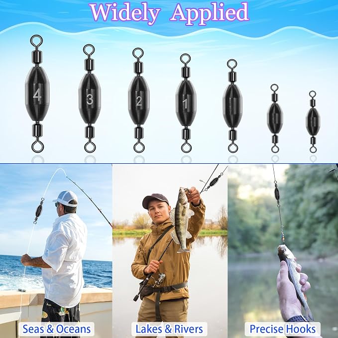 20Pcs Fishing Weights Swivel Brass Sinkers Fishing Weights Saltwater Freshwater Bullet Sinkers Fishing Weight with Swivel Rolling