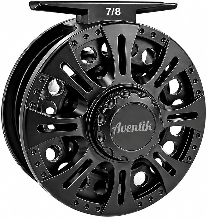 Aventik HVCE Graphite Fly Reel Center Drag System Classic III Graphite Large Arbor Sizes 3/4, 5/6, 7/8 Fly Fishing Reels