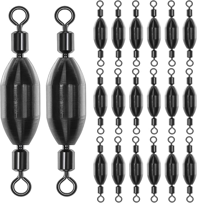 20Pcs Fishing Weights Swivel Brass Sinkers Fishing Weights Saltwater Freshwater Bullet Sinkers Fishing Weight with Swivel Rolling