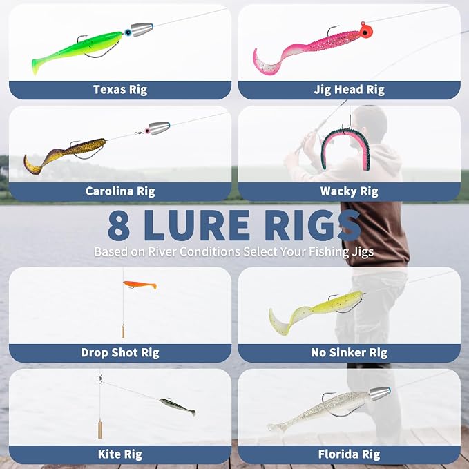 WITOROR Fishing Lures, Tackle Box with Tackle Included, Crankbaits, Spoon, Hooks, Weights & Other Accessories, Fishing Bait Lure Gear Kit Gifts for Men Bass Freshwater