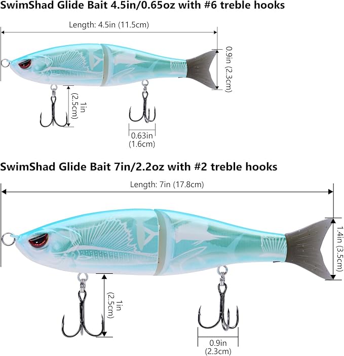 Bassdash SwimShad Glide Baits Jointed Swimbait Bass Pike Salmon Trout Muskie Fishing Lure