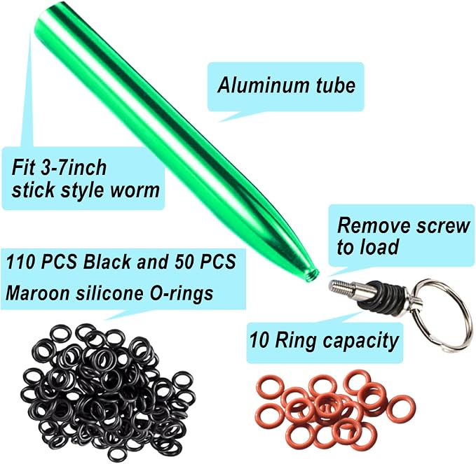Wacky Rig Tool with Fishing O-Rings, Wacky Worm Rigging Tool Kit for Senko, Fishing Ring Rigging Tools for Clip Soft Baits Worms with Keychain Lanyard Fishing Bait Rigs