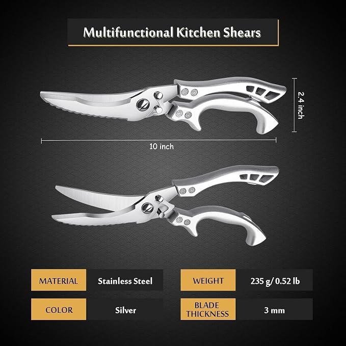 Dream Reach Heavy Duty Poultry Shears with Serrated Edge - Kitchen Scissors For Chicken, Bone, Meat, Turkey, Fish