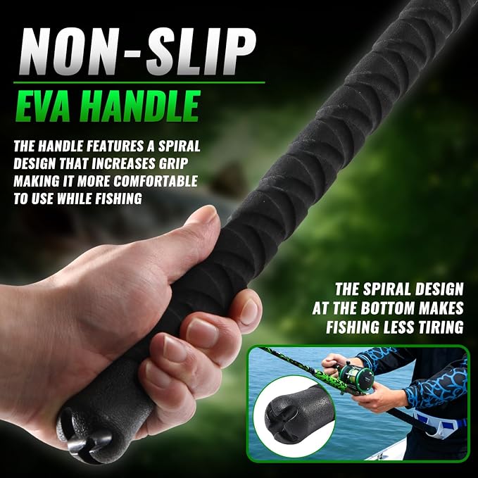 Sougayilang Catfish Rod 7' MH Catfishing Pole, Carbon Fishing Rod with Solid Tip, Stainless Steel Guides & Spiral EVA Handle for Freshwater Saltwater for Catfish-Spinning/Casting