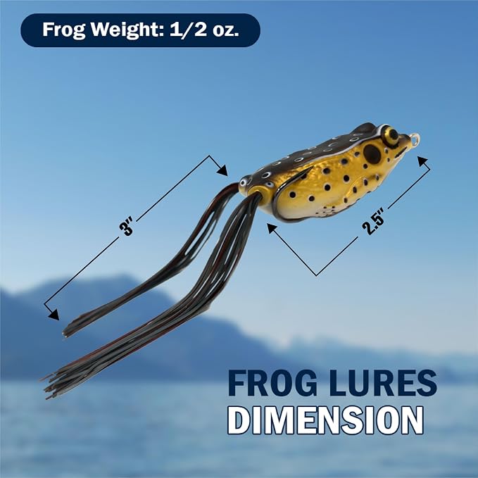 Reaction Tackle Hollow Body Frogs for Bass Fishing - Ultra Realistic Weedless Top Water Frog Lure for Bass, Snakehead, Pike and More - Floating Topwater Fishing Lures - 2 Pack