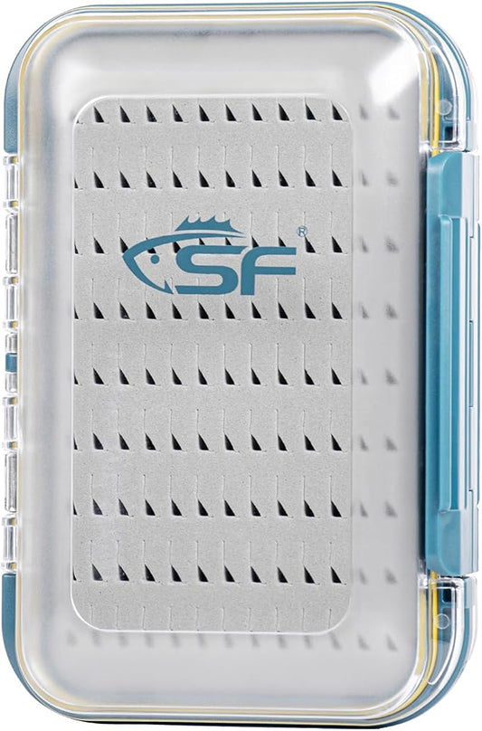 SF Large Waterproof Fly Box For Fly Fishing Double Sided Clear Lid Ice Fishing Jig Head Tackle Box Fly Flies Dry Flies Wet Flies Nymph Streamer Easy Grip Foam