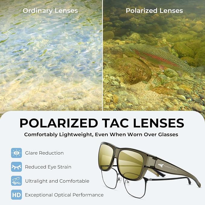 KastKing Chariton Fit-Over Polarized Wrap Around Over Sunglasses for Men and Women, Ideal for Driving Fishing Cycling Running