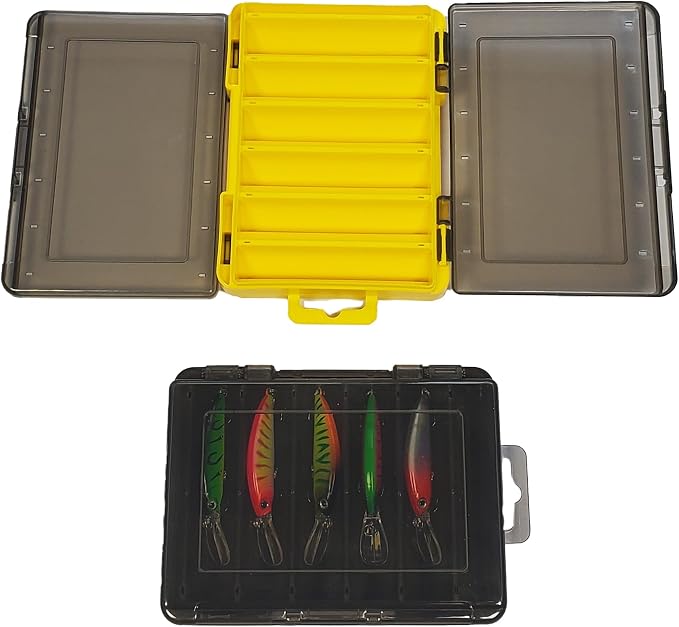 Tackle Box for Hard Baits, Double Sided Hard Lure Storage Case with V Slots Drain Holes, 12 Slots Fishing Organizer for Crankbait Jerkbait Minnow Stickbait（Y1214）