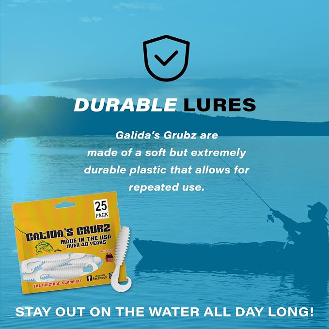 Galida's Grubz Soft Plastic Fish Bait Lures for Fishing | Fishing Bait Lure with Deep Ribs | Great for Beginners and Advanced Fishermen