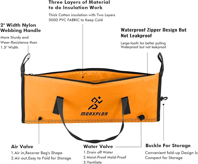 MORXPLOR Insulated Fish Cooler Bag for Fishing 41x17 47x17In 50x20In 60x24 72x30 80X40 Inches,Large Insulated Fish Kill Bag,Fishing Catch Bag Cooler with Water-resistant Zipper