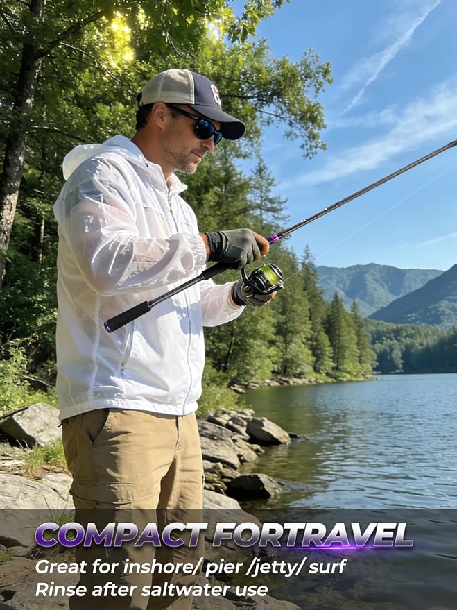 Jenseits Carbon Fiber Fishing Rod Series (6-12 Ft), Spinning & Casting Rods with Stainless Steel Ceramic Guides, Fast Action Fishing Pole for Bass, Trout, Walleye & Surf Fishing