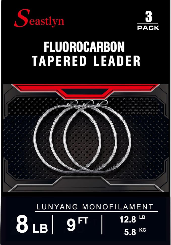 3 Packs Pre-Tied Loop Fly Fishing Tapered Leader Fluorocarbon 7.5FT 9FT 12FT 0X 1X 2X 3X 4X 5X 6X 7X 8LB-26LB