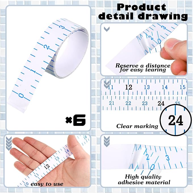 6 Pcs Fish Ruler Decal Fish Measuring Tape Sticker for Boat Adhesive Fishing Ruler Transparent Waterproof Fish Sticker Clear Tape Measure for Boats Kayak Net Gaff Fishing Accessories